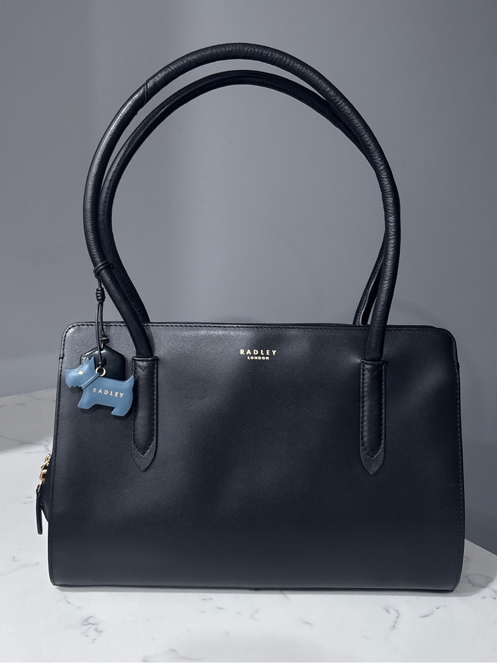 Radley London Black Leather Liverpool Street Medium Multiway Tote Bag Charm